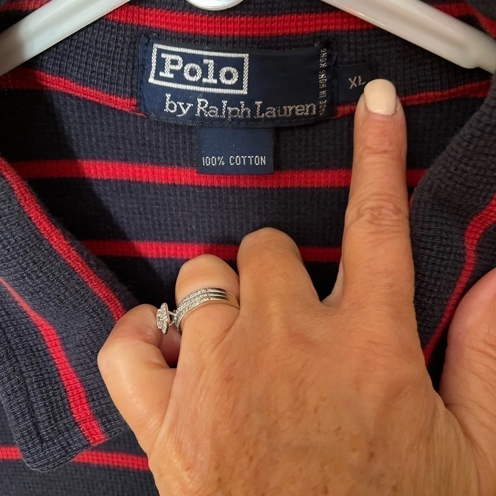Polo Ralph Lauren Mens Red/Blue Stripe Polo Sz XL